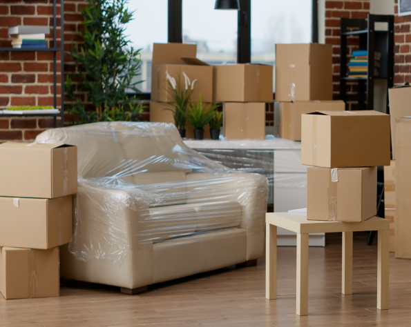 Image of a furnature and boxes